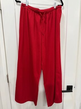H&M Red women's Drawstring elastic waist gauze pants size Large